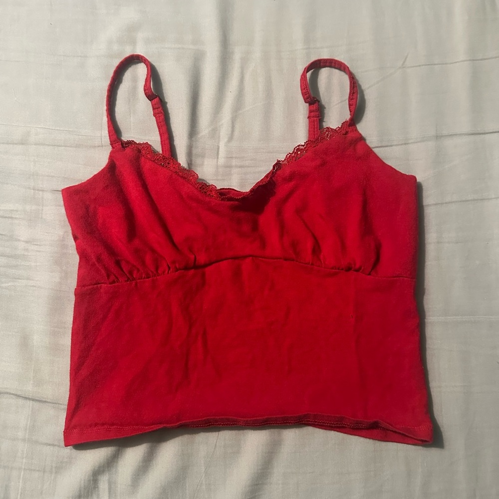 Cute Hollister Red Lace Tank Top ❤️